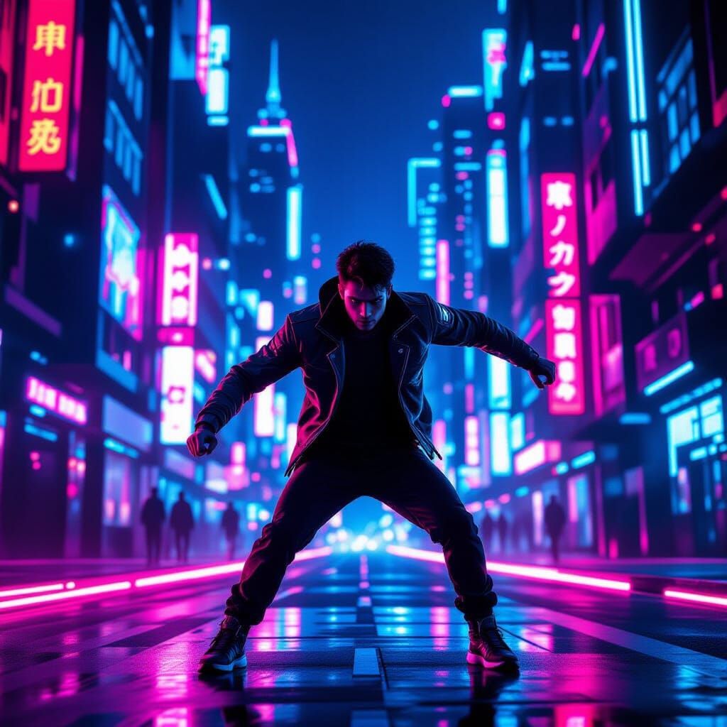 Cyberpunk City Training: Dynamic Motion in Neon Light