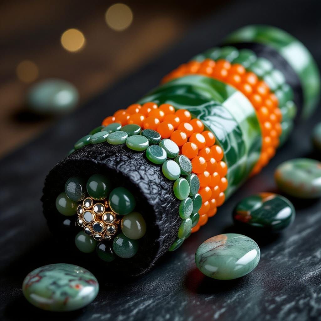 sushi roll, but instead of rice and seaweed, we use materials that evoke an urban landscape, playing ...  by @Likvi