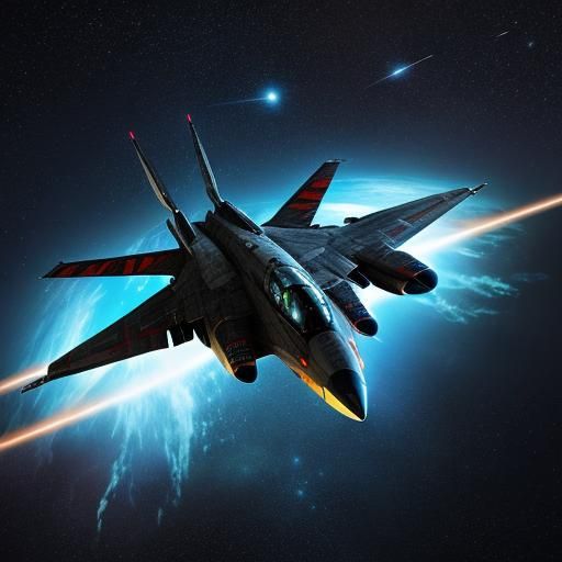 A fighter spaceship equipped with a dimensional portal