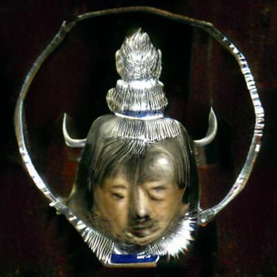 a silver steel Sakyamuni head