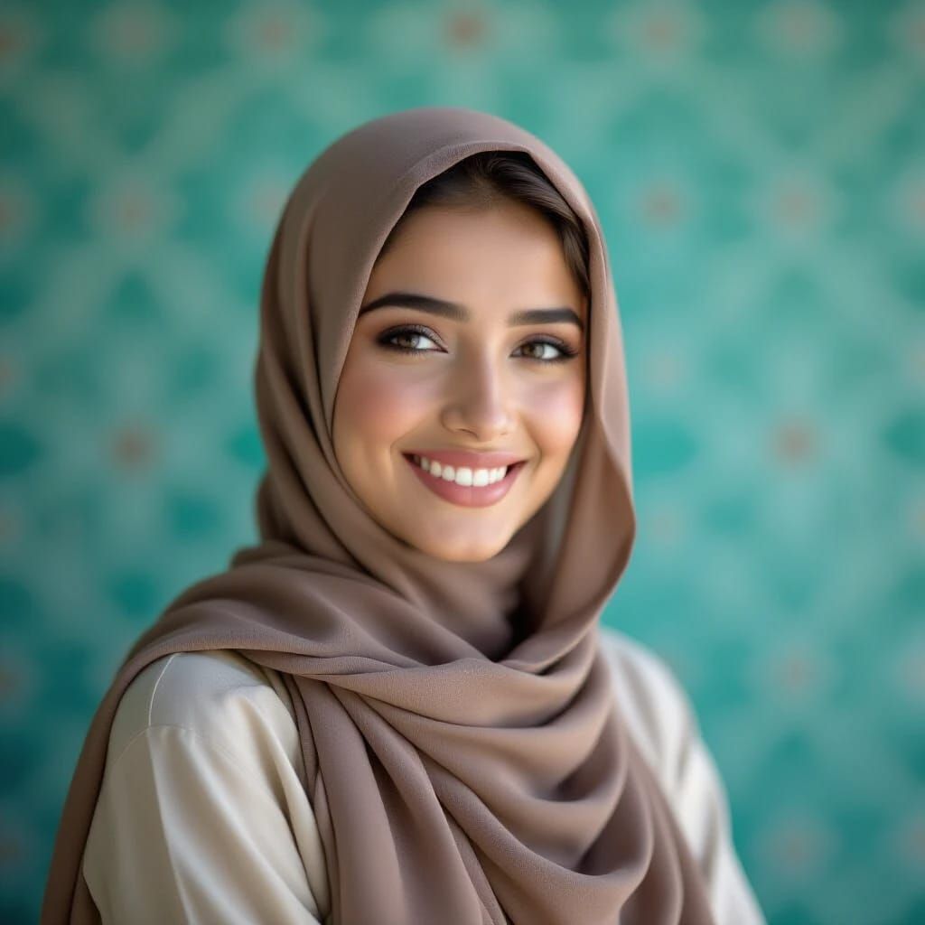portrait of a woman in Hijab and her smile