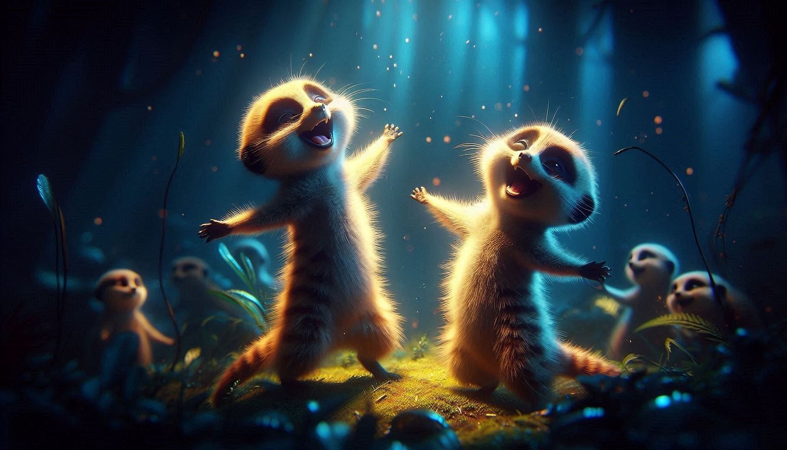 Lachende tanzende Erdmännchen