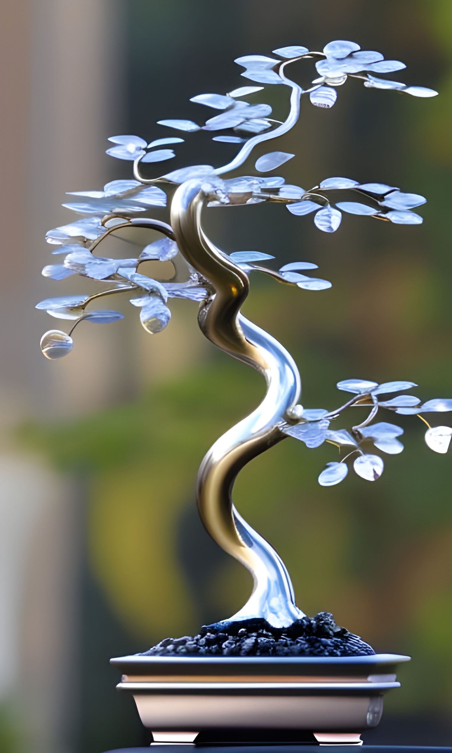 Bonsai made from white gold - AI Generated Artwork - NightCafe Creator