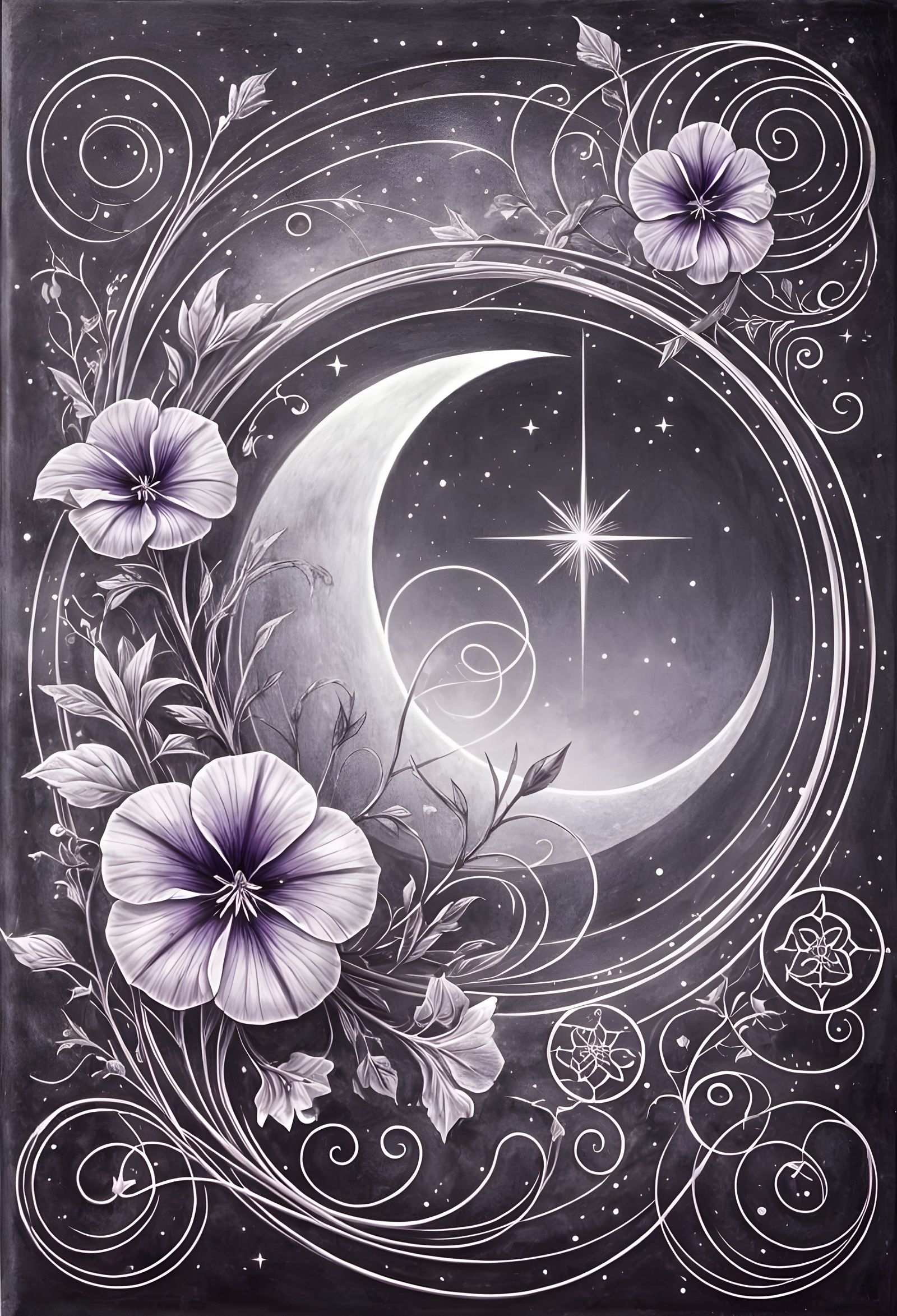 Nasturtium under a crescent moon