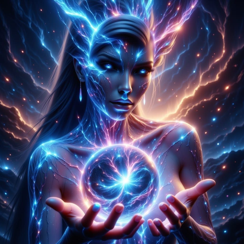 Celestial God in Contemplative Meditation, Surrounded by Eth...