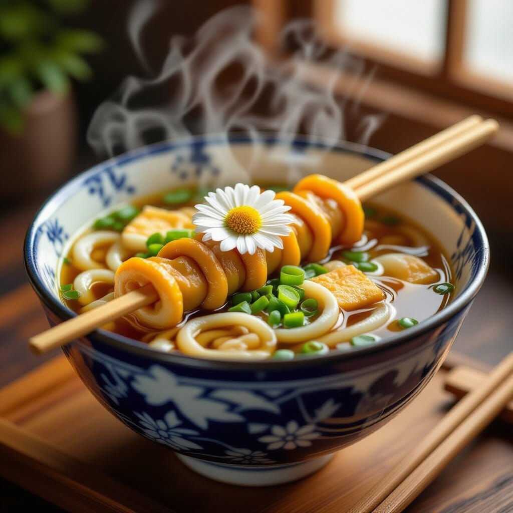 Steaming Oden Udon Bowl with Rich Broth