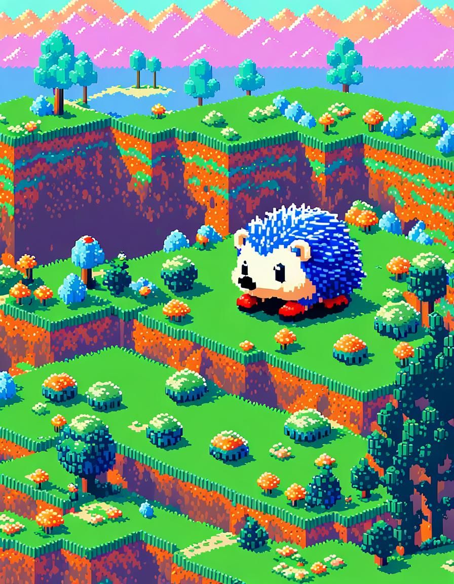 A pixel art sonic   by @Fi