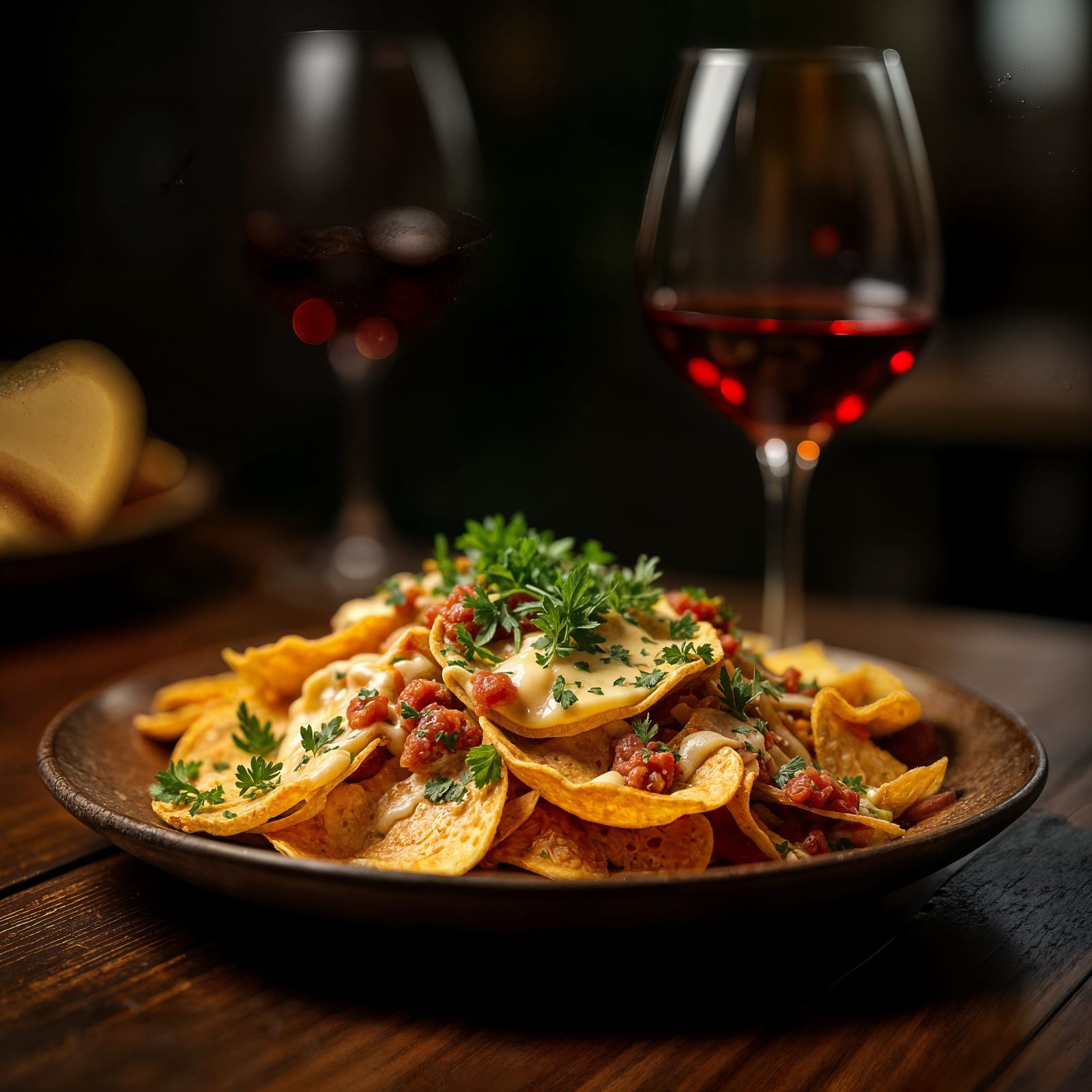 My fave, nachos & wine  by @JenG