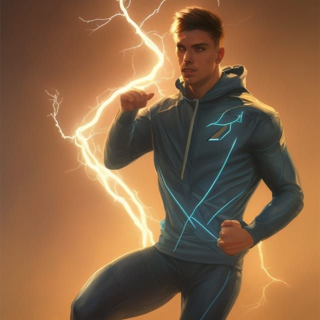 Male Lightning Superhero in a hoodie AI Generated Artwork NightCafe