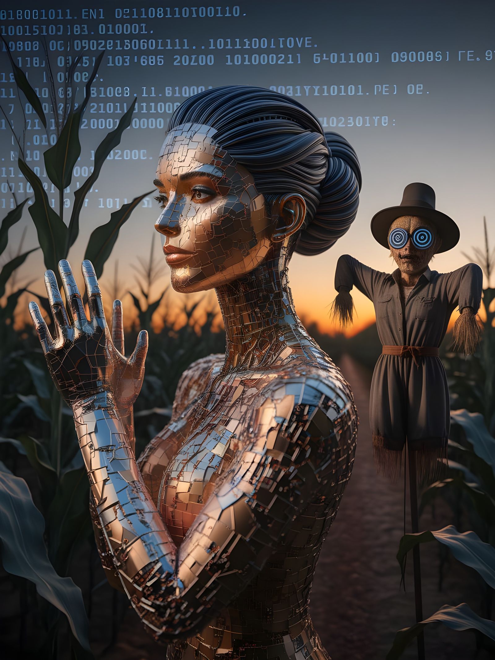 AI Emerges From Mathematical Tapestry, Surreal Portrait