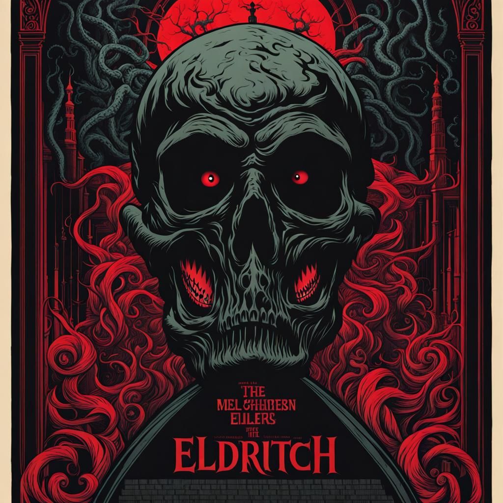 Eldritch contrasting colors movie poster horror dark  death