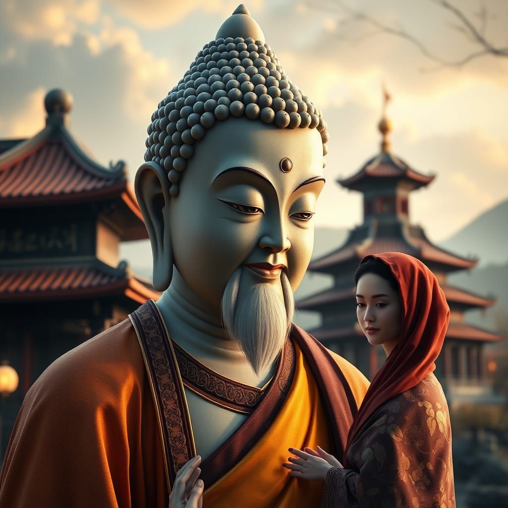 Arhat Pure Lotus-Eye Tathagata Meets Offering Woman