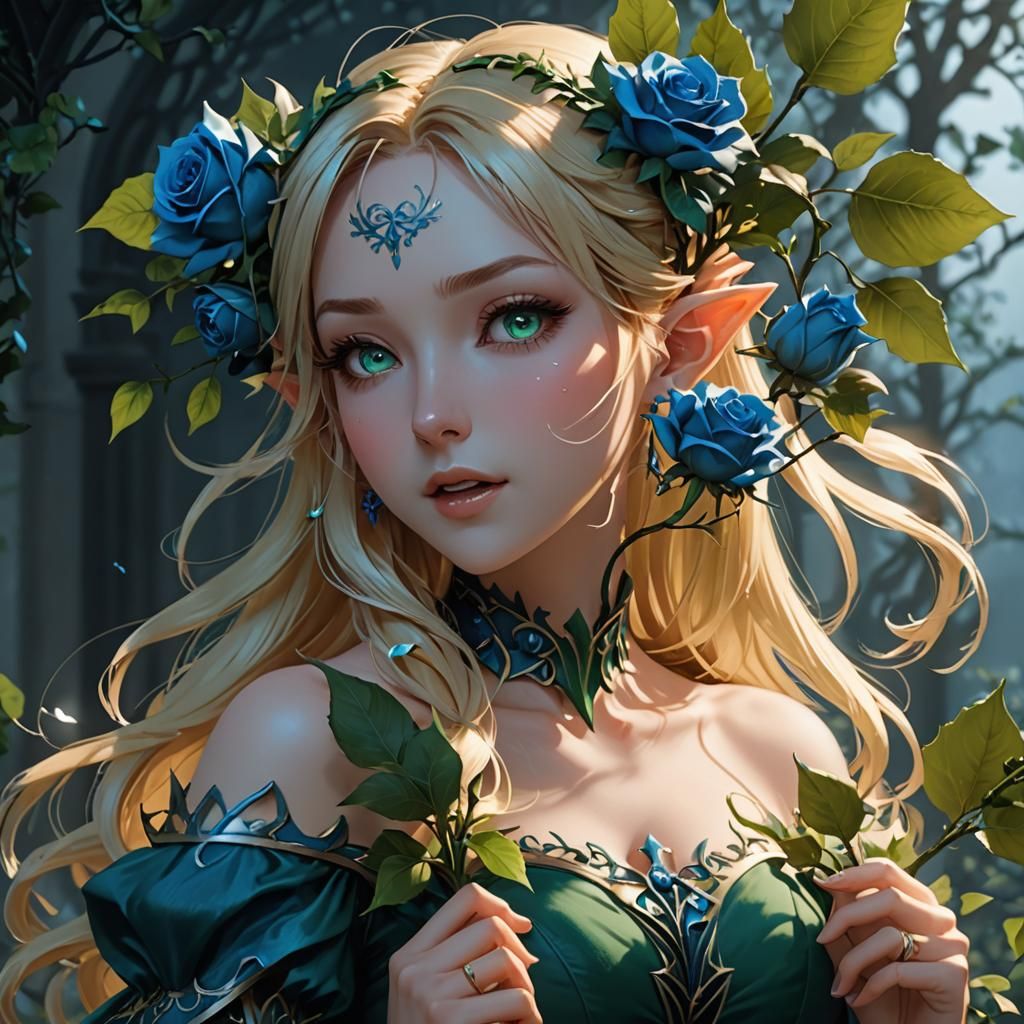 Elf and roses