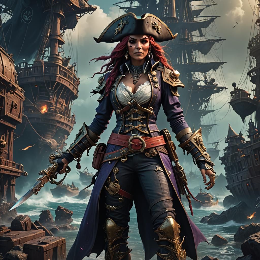 Evil space female pirate