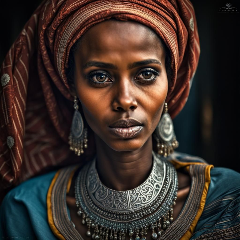 A somali woman, full lips, oval shape, big eyes, jawline. - AI ...