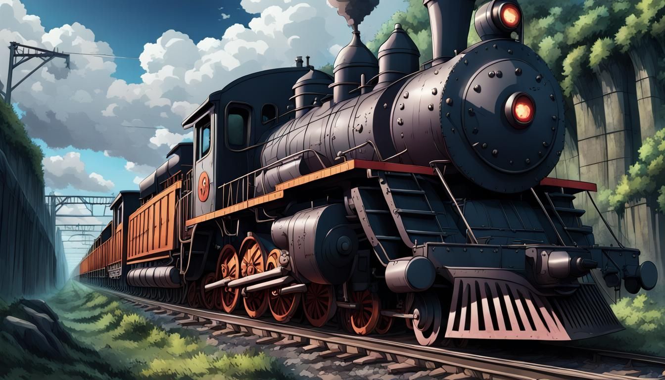 Monster Train in full growth anime 8k resolution horror