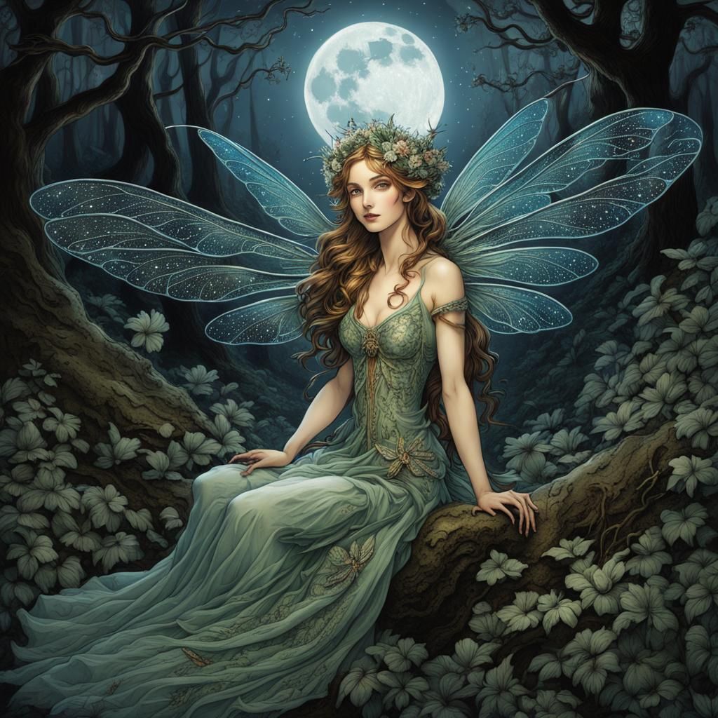 A moonlit portrait of a forest fairy  by @Bunnzo332