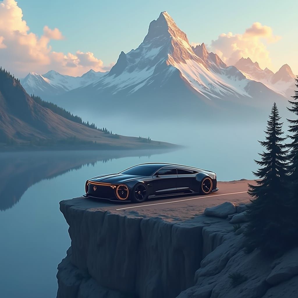 Luxurious Black SUV on Mountain Road