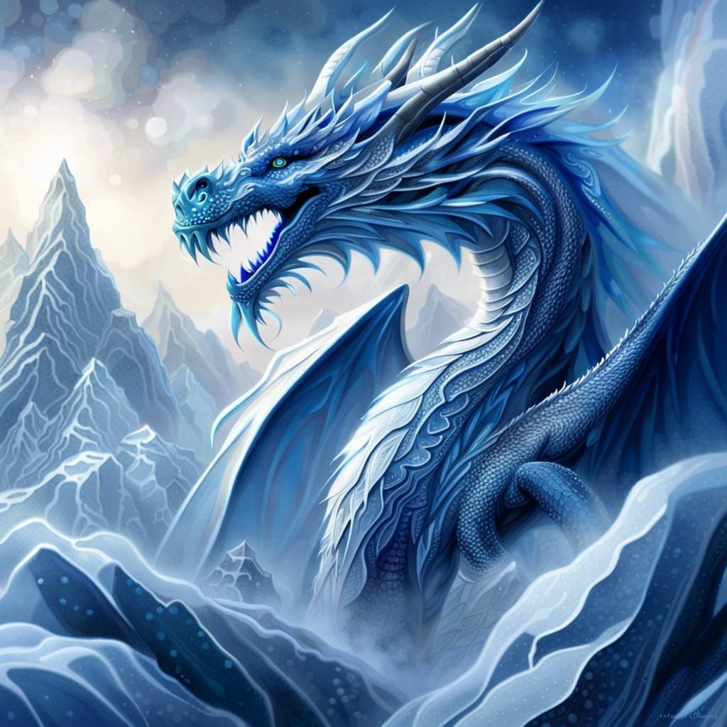 Silver Glacier Dragon - AI Generated Artwork - NightCafe Creator