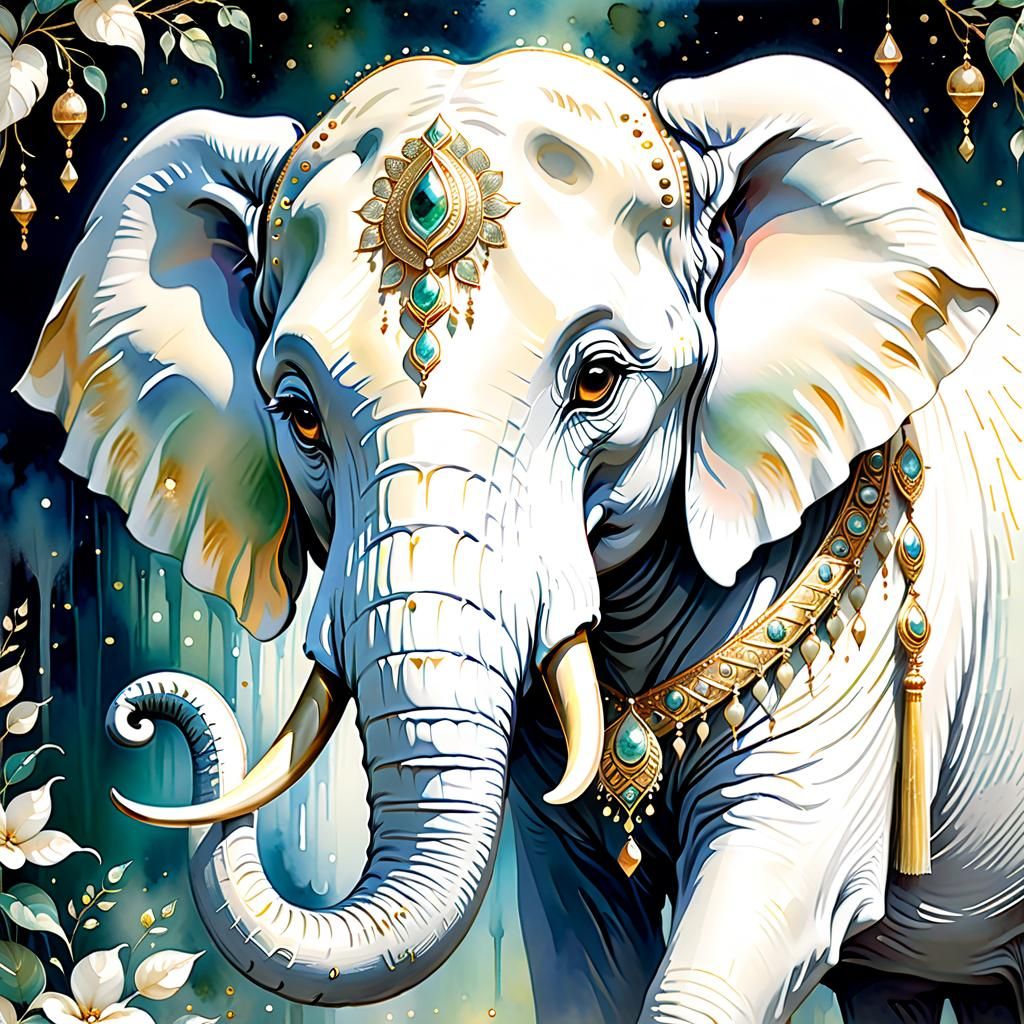 Sacred White Elephant  by @Wen