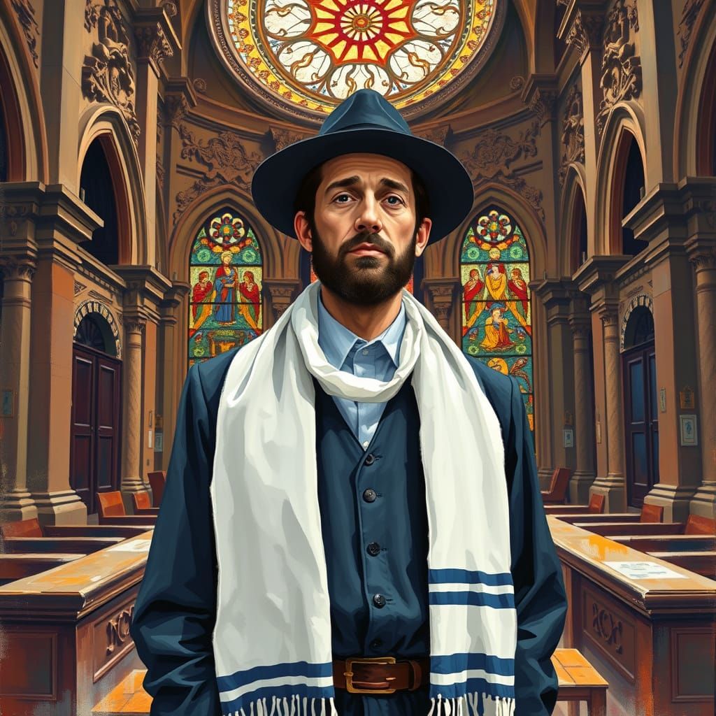 A Jewish Man in a Historic Synagogue