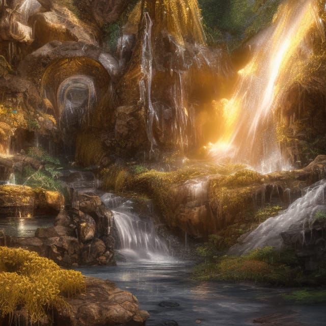 Waterfall in a cave