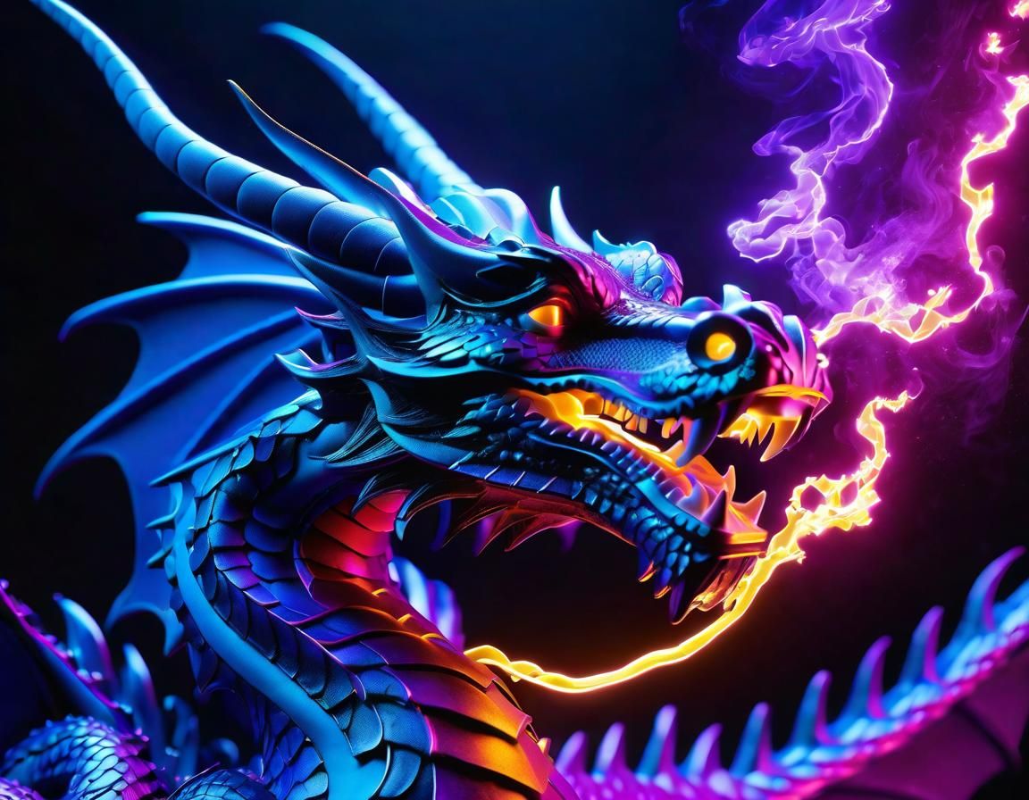 ELECTRIC BLUE DRAGON - AI Generated Artwork - NightCafe Creator