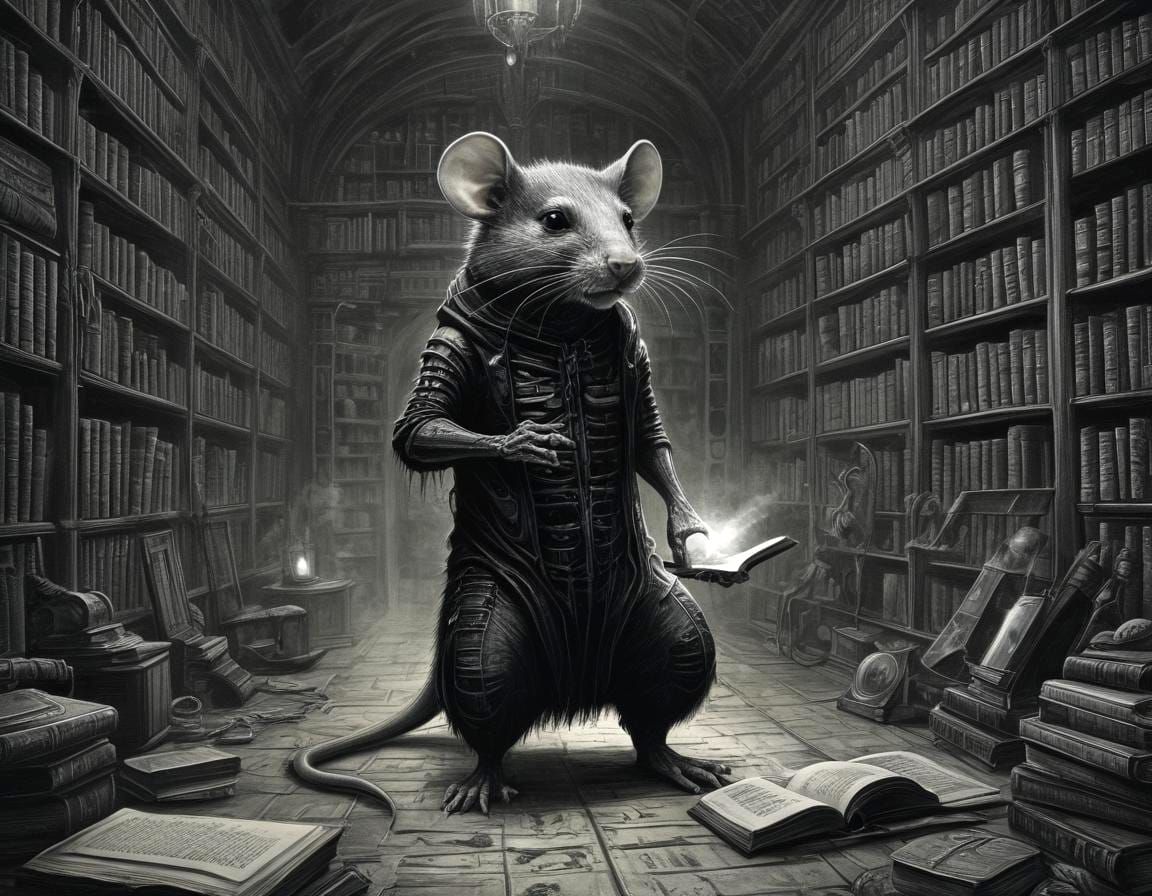 Le rat de bibliotheque - AI Generated Artwork - NightCafe Creator