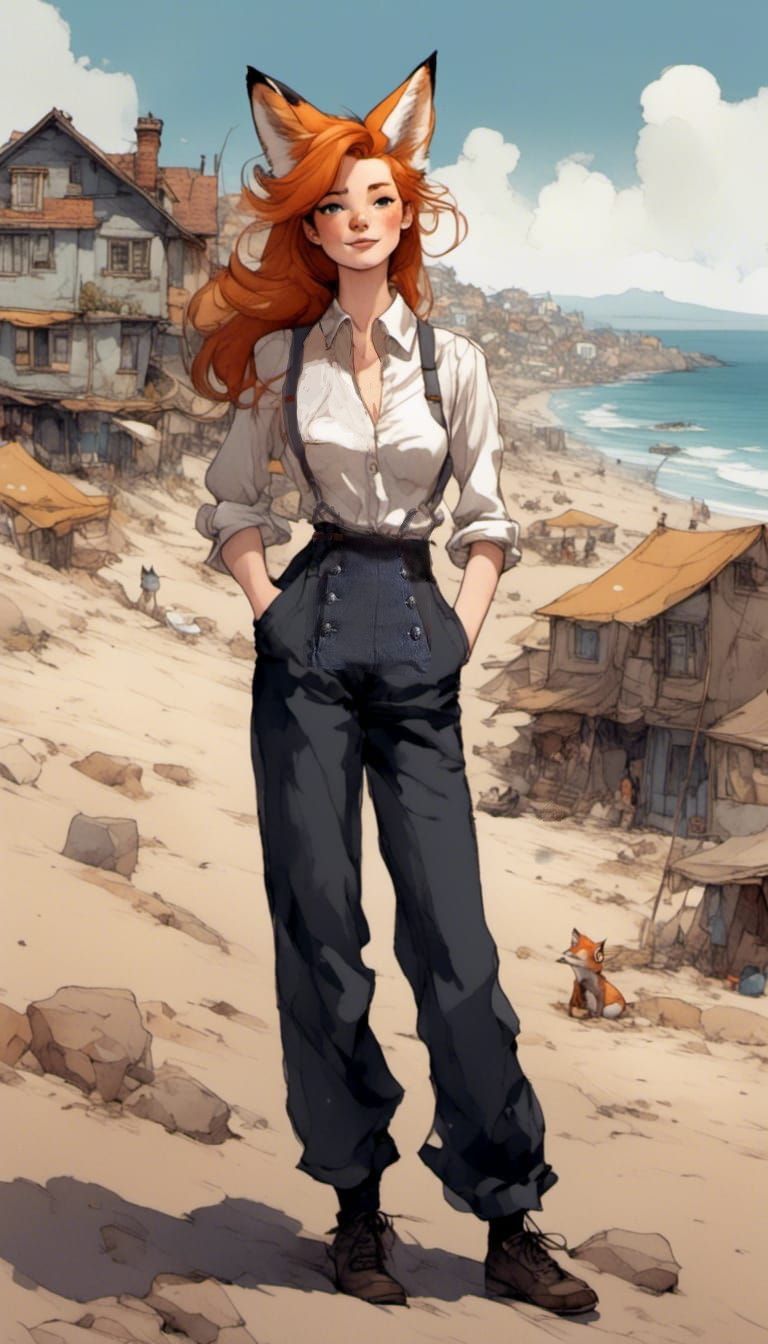 Fox-girl VIXEN visits the beach house.