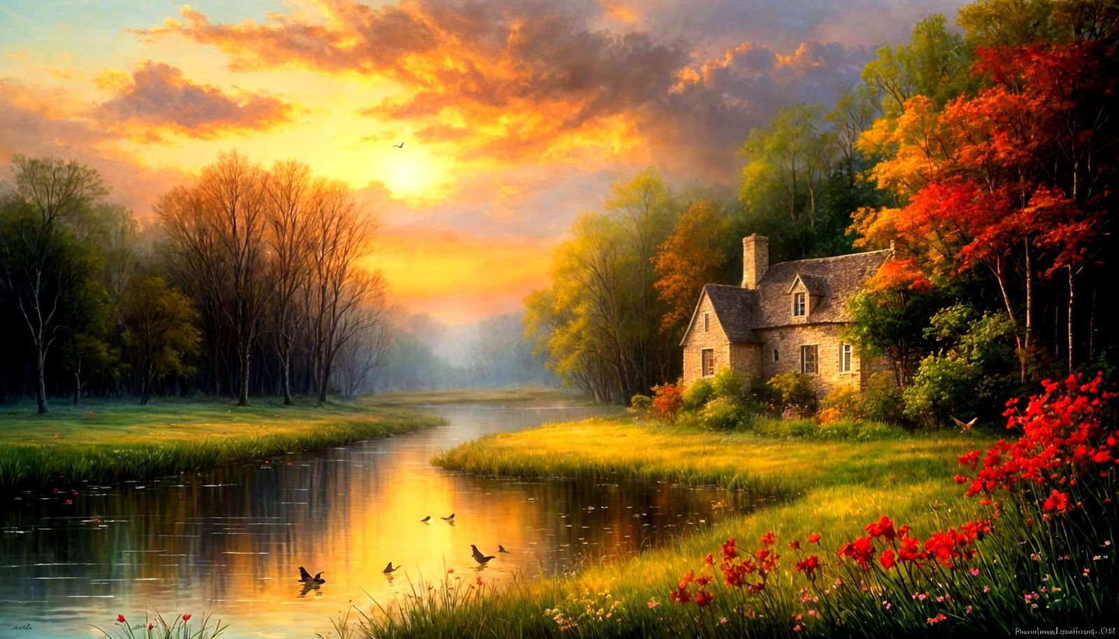 Evening Glow by the Stream  by @cutedolphin