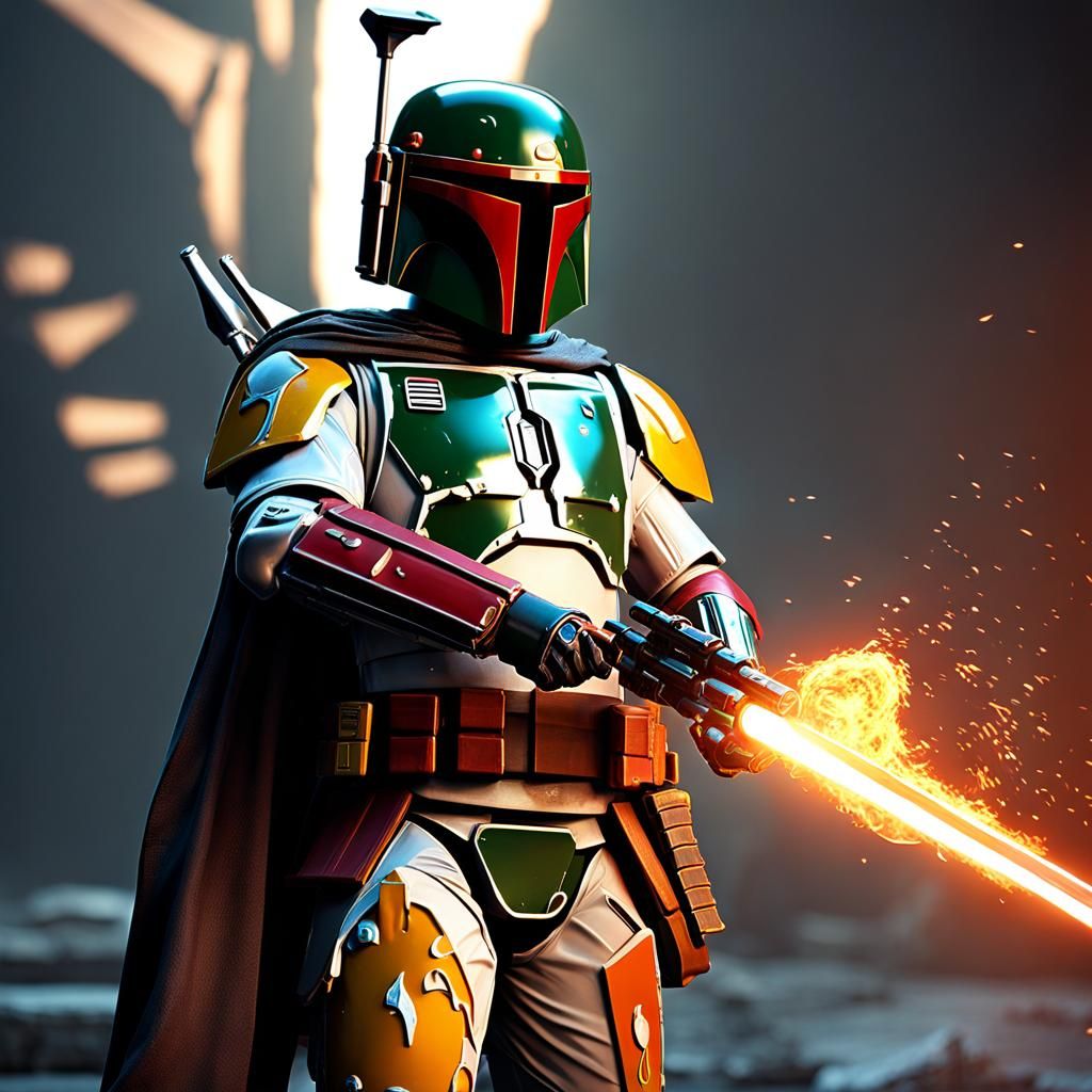 Boba Fett, flame comes out of wrist - AI Generated Artwork - NightCafe ...