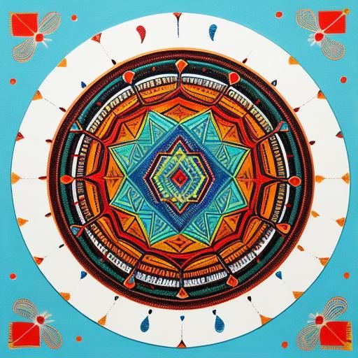Sacred Geometry Pattern by Navaho People colored sand