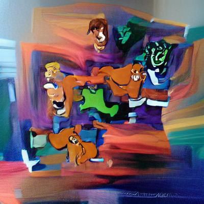 Abstract Painting of the Scooby-Doo Gang.