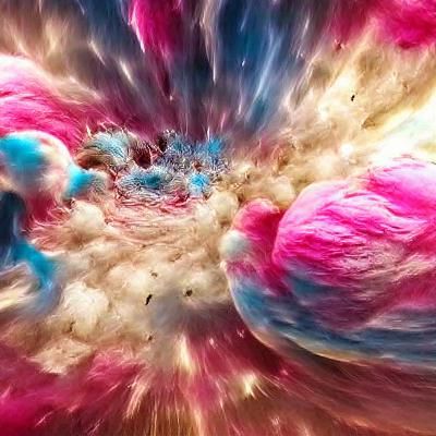Cotton candy planet explosion in space 8k resolution