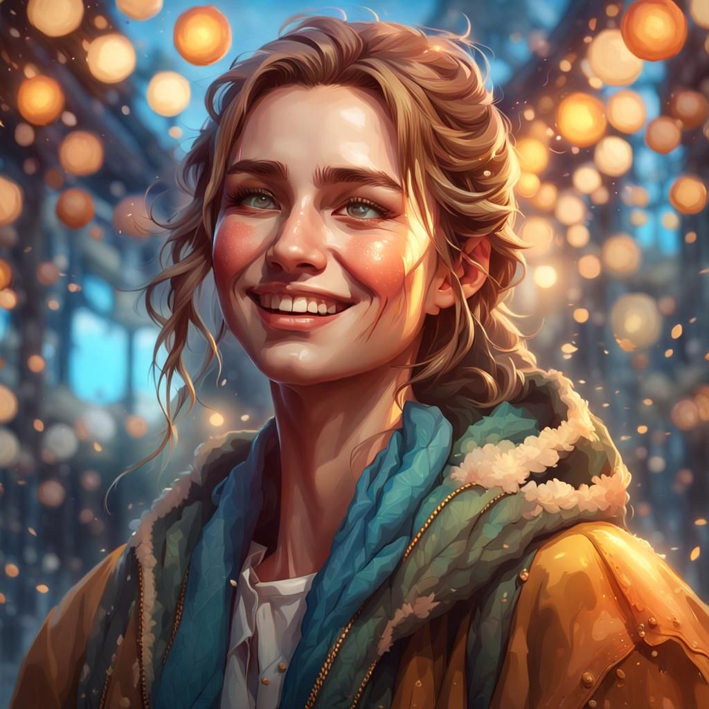 A young woman does not let her squint affect her life AI