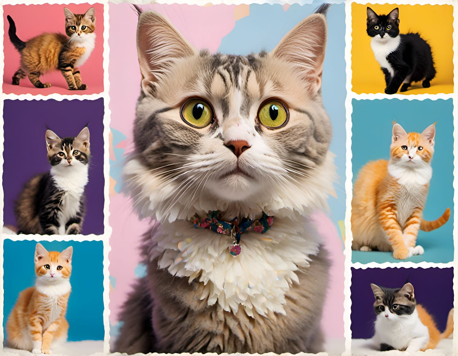  <lora:Smarty Cat:1.0> a collage of a cat