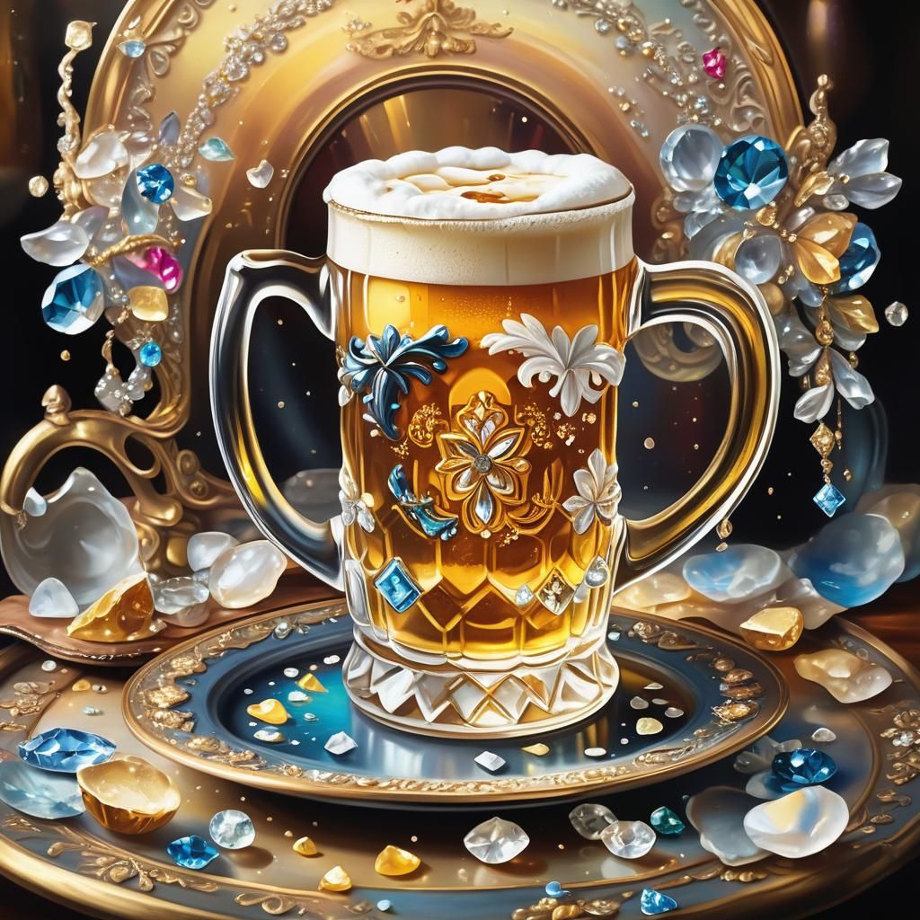 Beer Mug on Diamond Platter: Baroque Fantasy Art