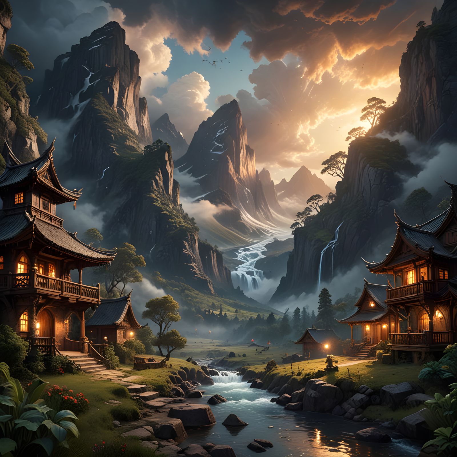 Epic Digital Matte Painting in the Style of James Gurney's O...