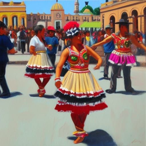Mexican dancers in the square