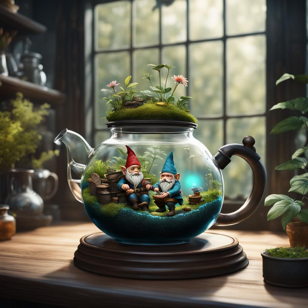 Gnome World in a Teapot AI Generated Artwork NightCafe Creator