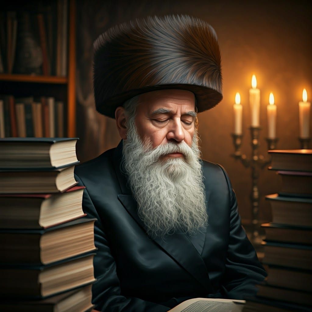Hasidic Scholar in Spiritual Contemplation, Photorealistic D...
