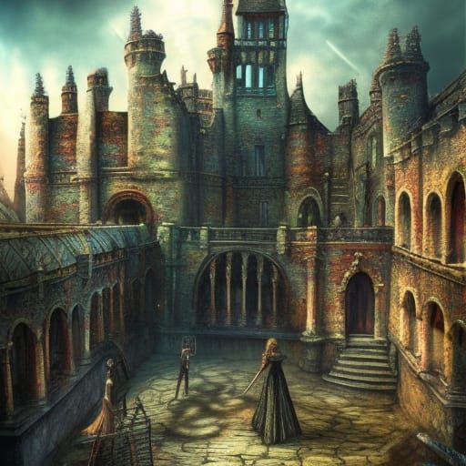 In an Old Grey Courtyard
