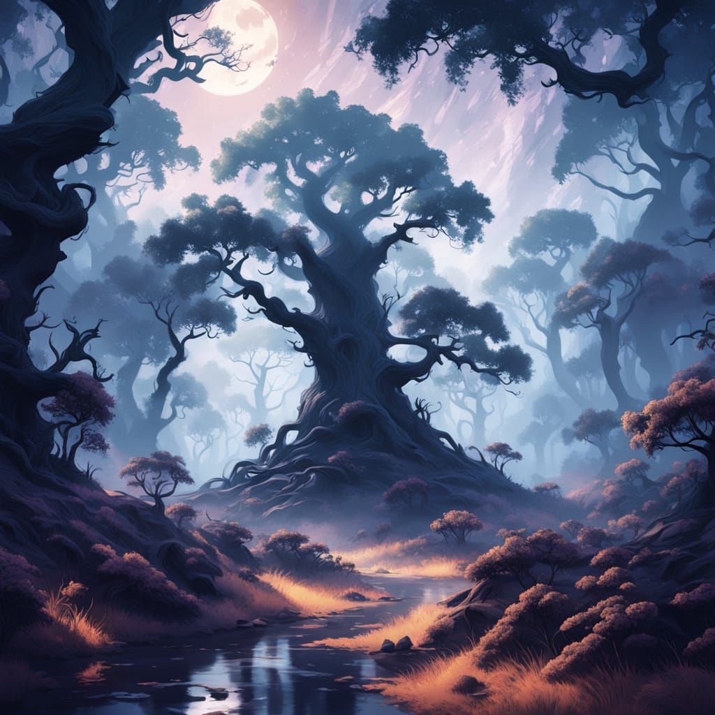 Mystical Figure in Dark Fantasy Forest