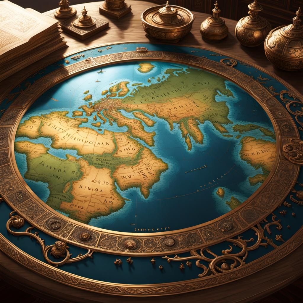 Circular world map  by @Cute dog