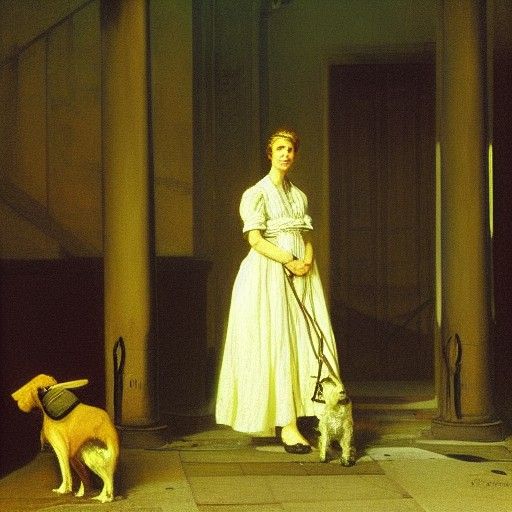 young lady with two dogs