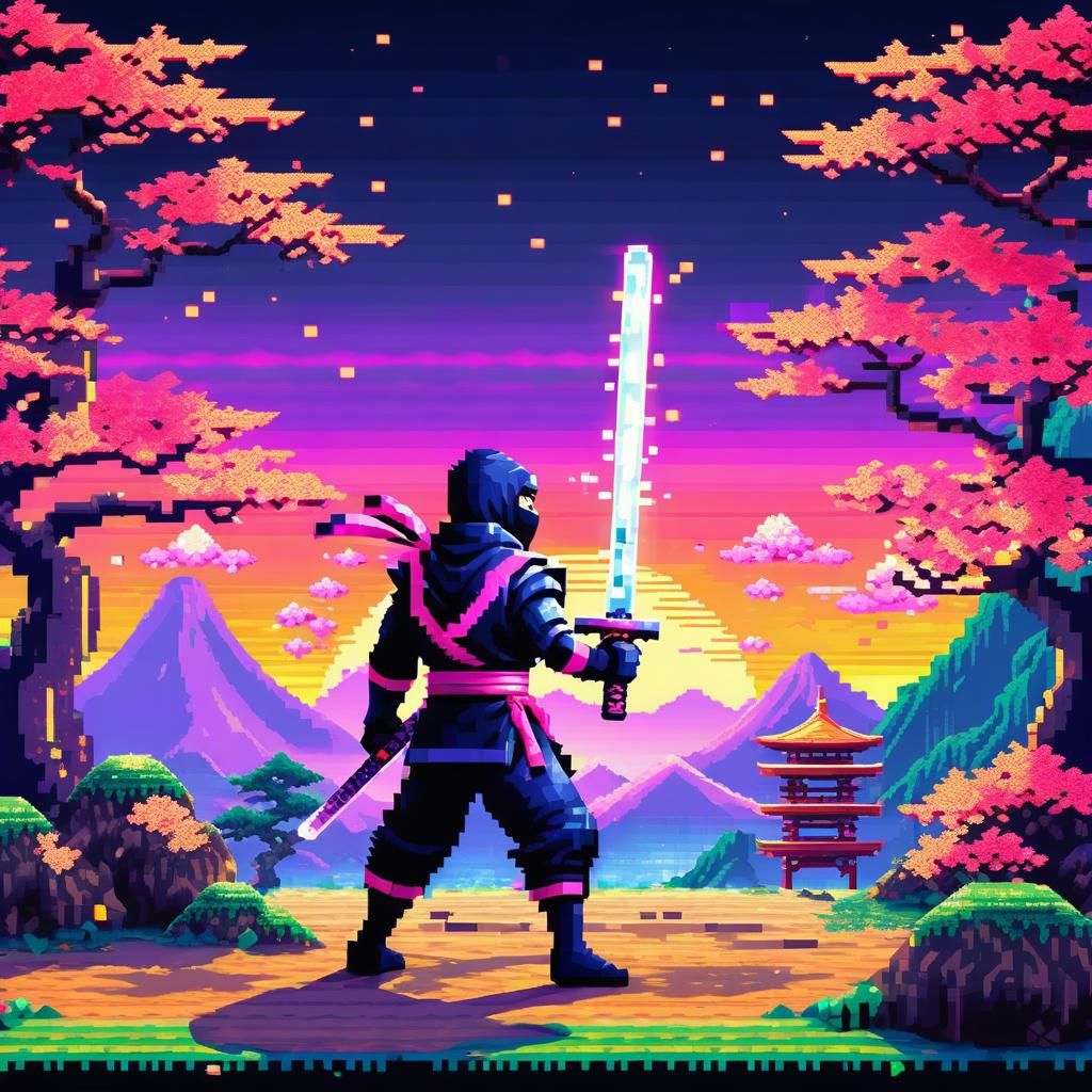 Neon Ninja: Dawn of the Pixel Samurai - AI Generated Artwork ...