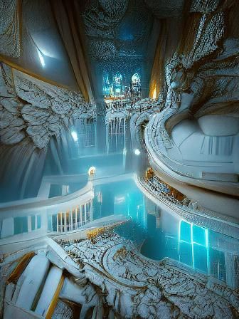 Beautiful palace in heaven 8k resolution holographic astral ...
