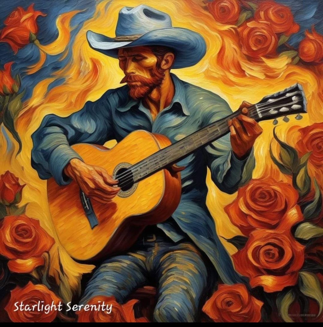 Cowboy playing his guitar