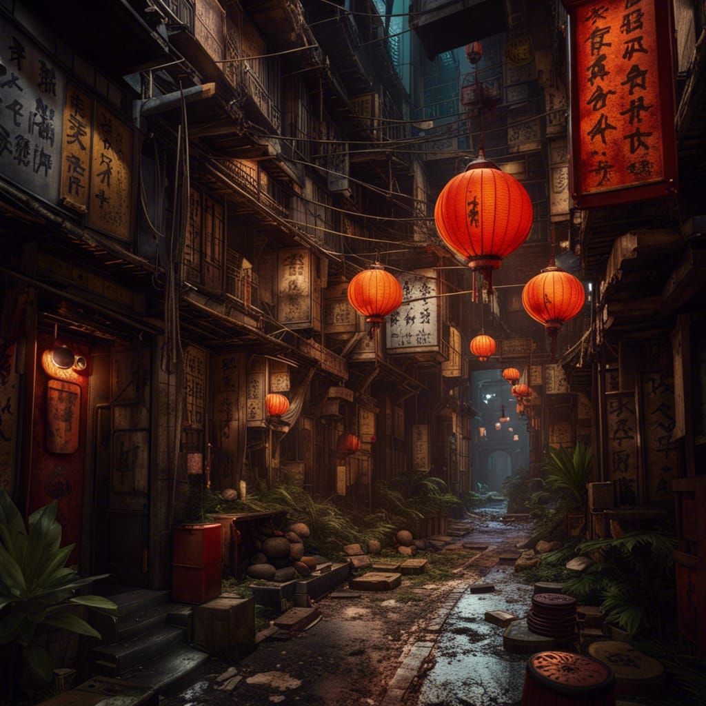 An alley in Kowloon Walled City - AI Generated Artwork - NightCafe Creator