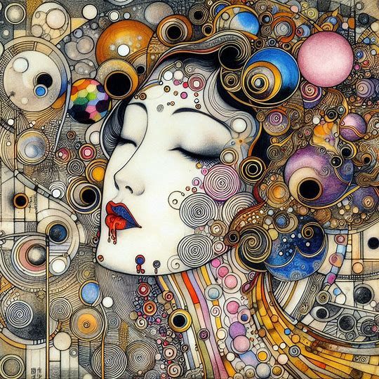 Geisha by Klimt with a touch of dada